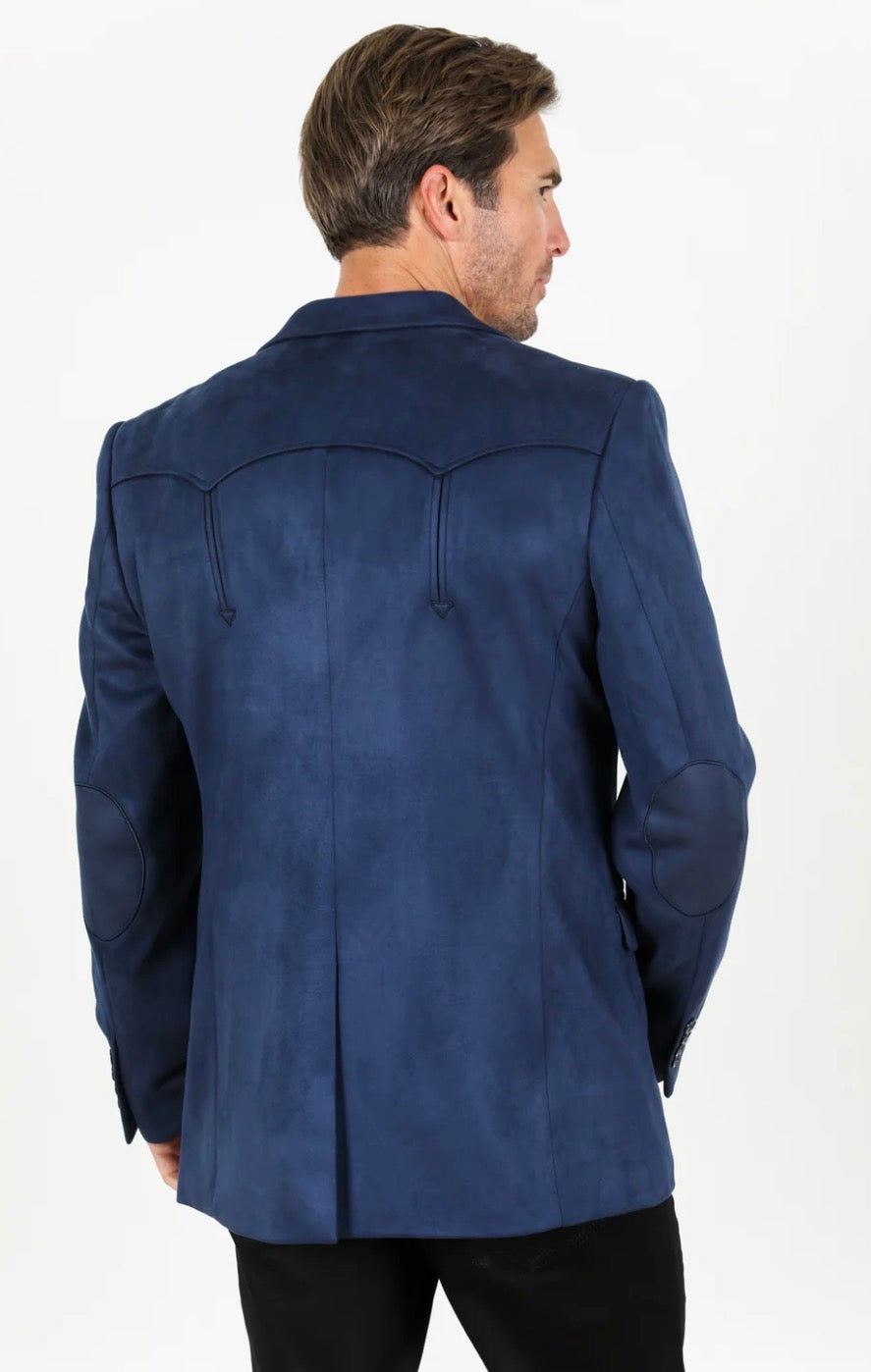 Men's Platini Navy Blue Western Suede Blazer