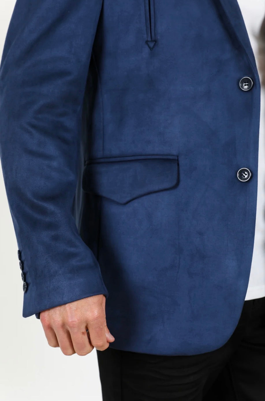 Men's Platini Navy Blue Western Suede Blazer