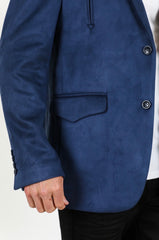 Men's Platini Navy Blue Western Suede Blazer