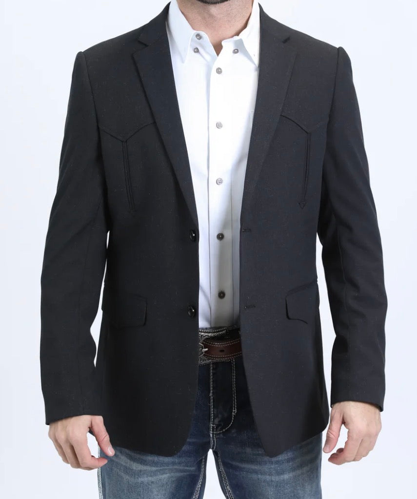 Men's Platini Double Button Western Black Blazer