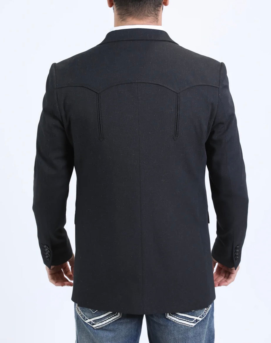 Men's Platini Double Button Western Black Blazer