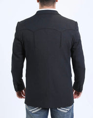 Men's Platini Double Button Western Black Blazer