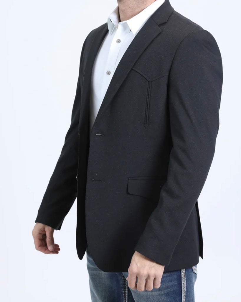Men's Platini Double Button Western Black Blazer