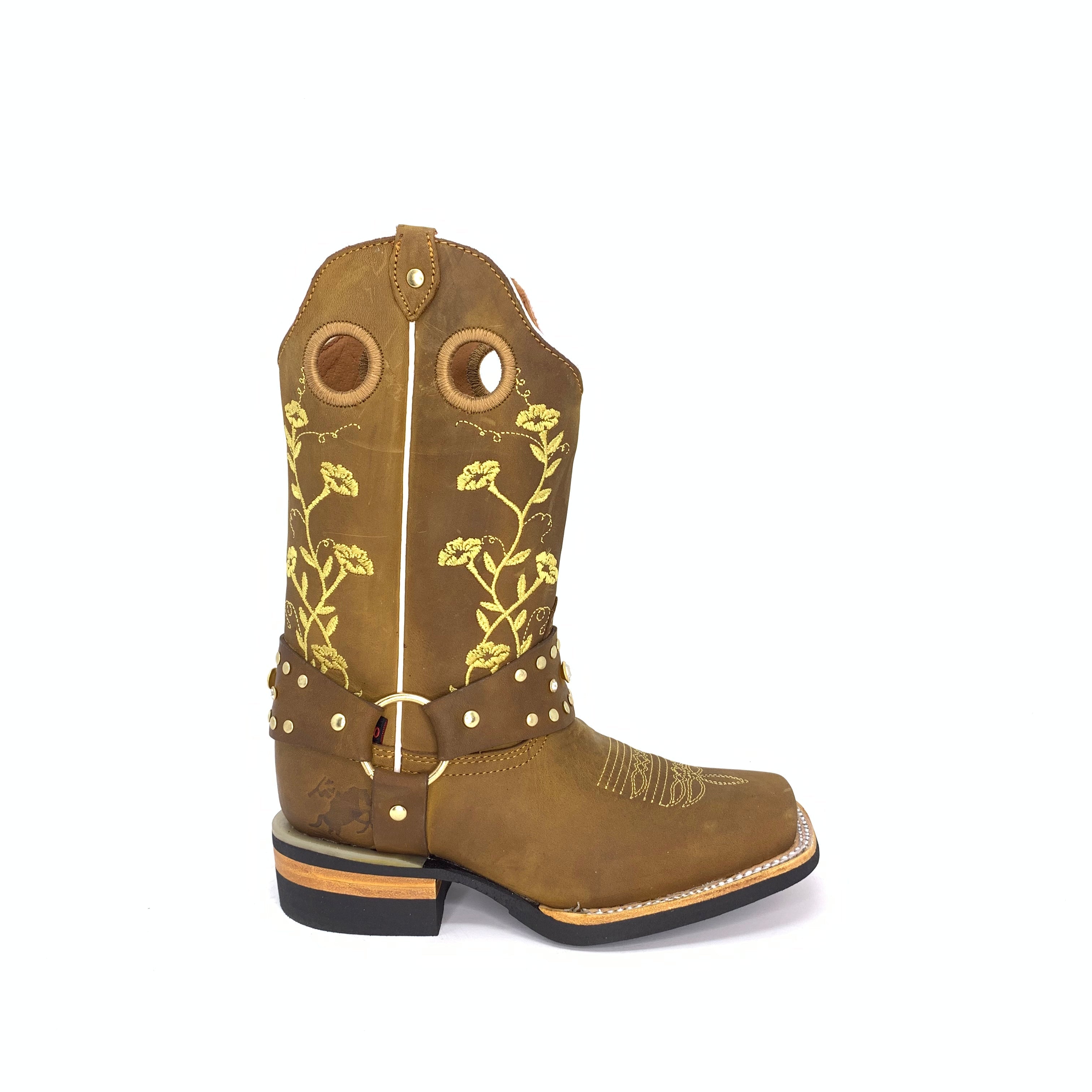Women's Artillero Floral Design With Rhinestones Boots