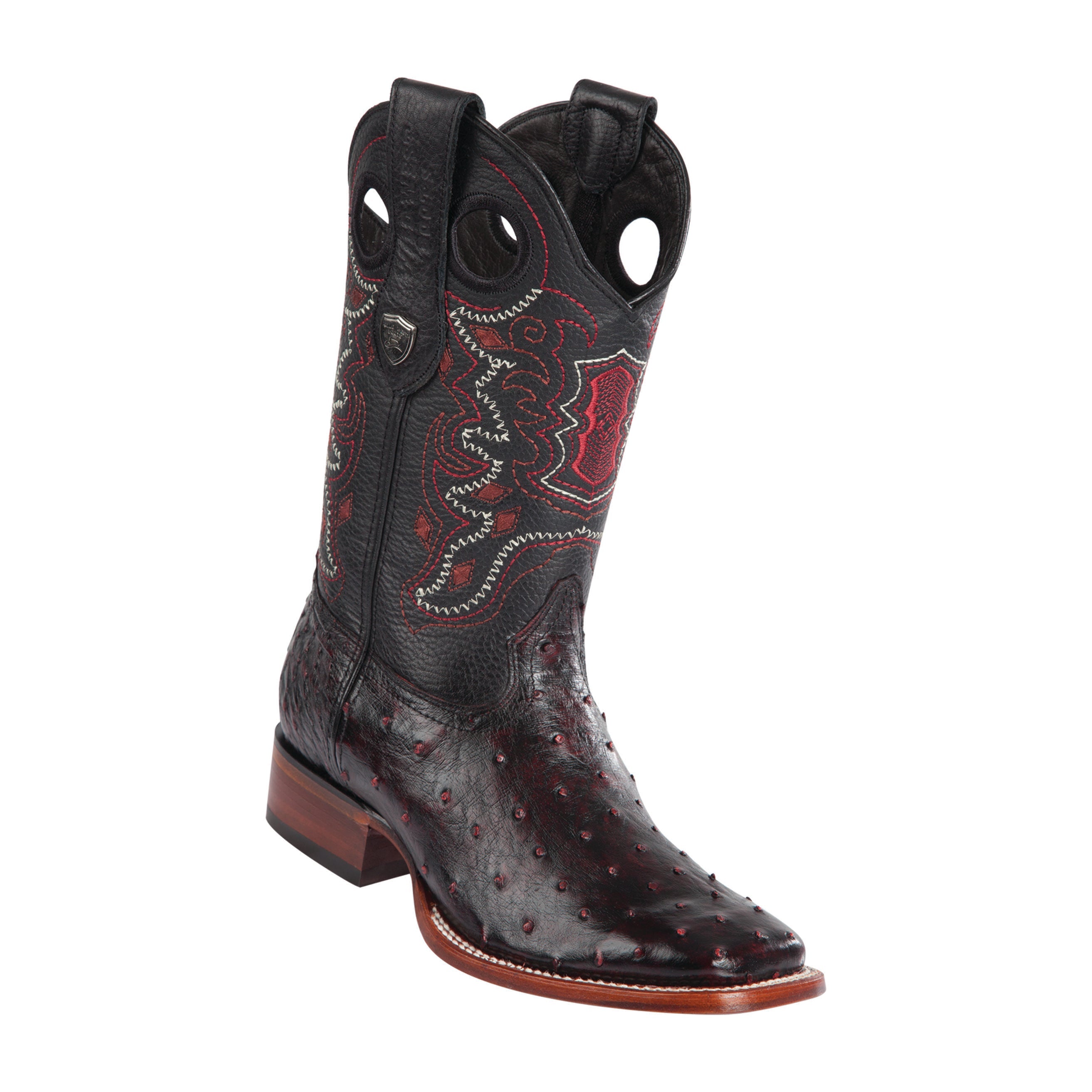 Men's Wild West Ostrich Boots Wide Square Toe