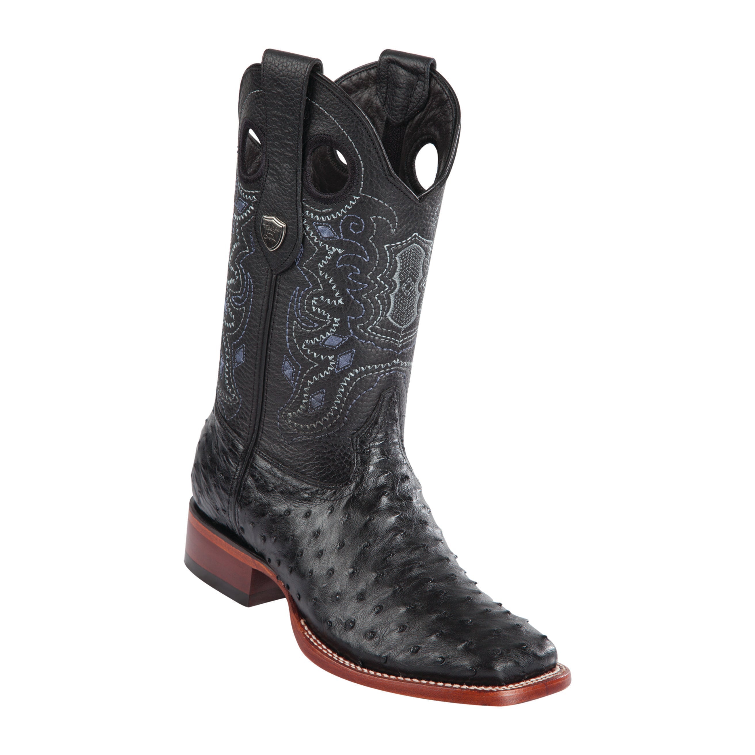 Men's Wild West Ostrich Boots Wide Square Toe