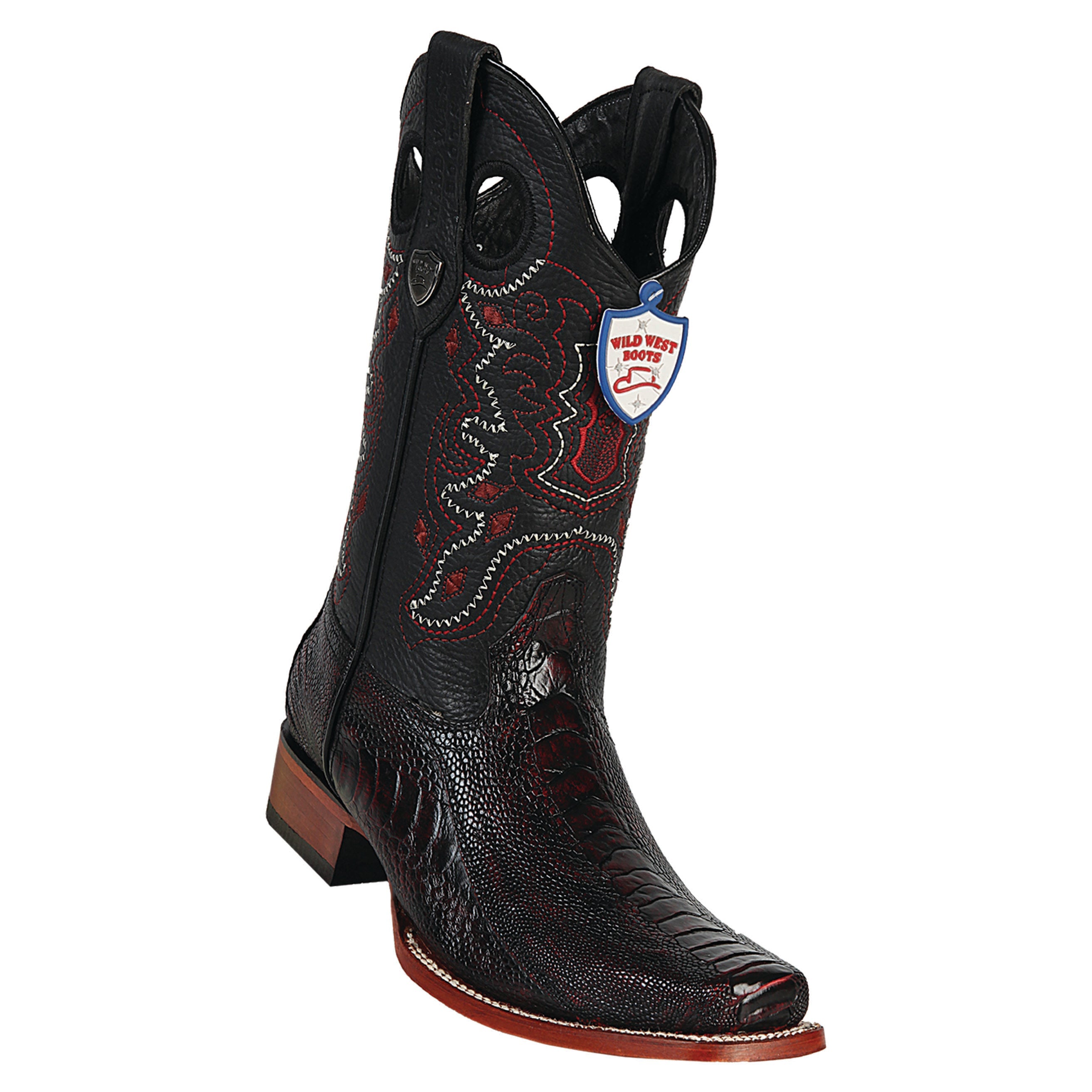 Men's Wild West Ostrich Leg Boots Square Toe