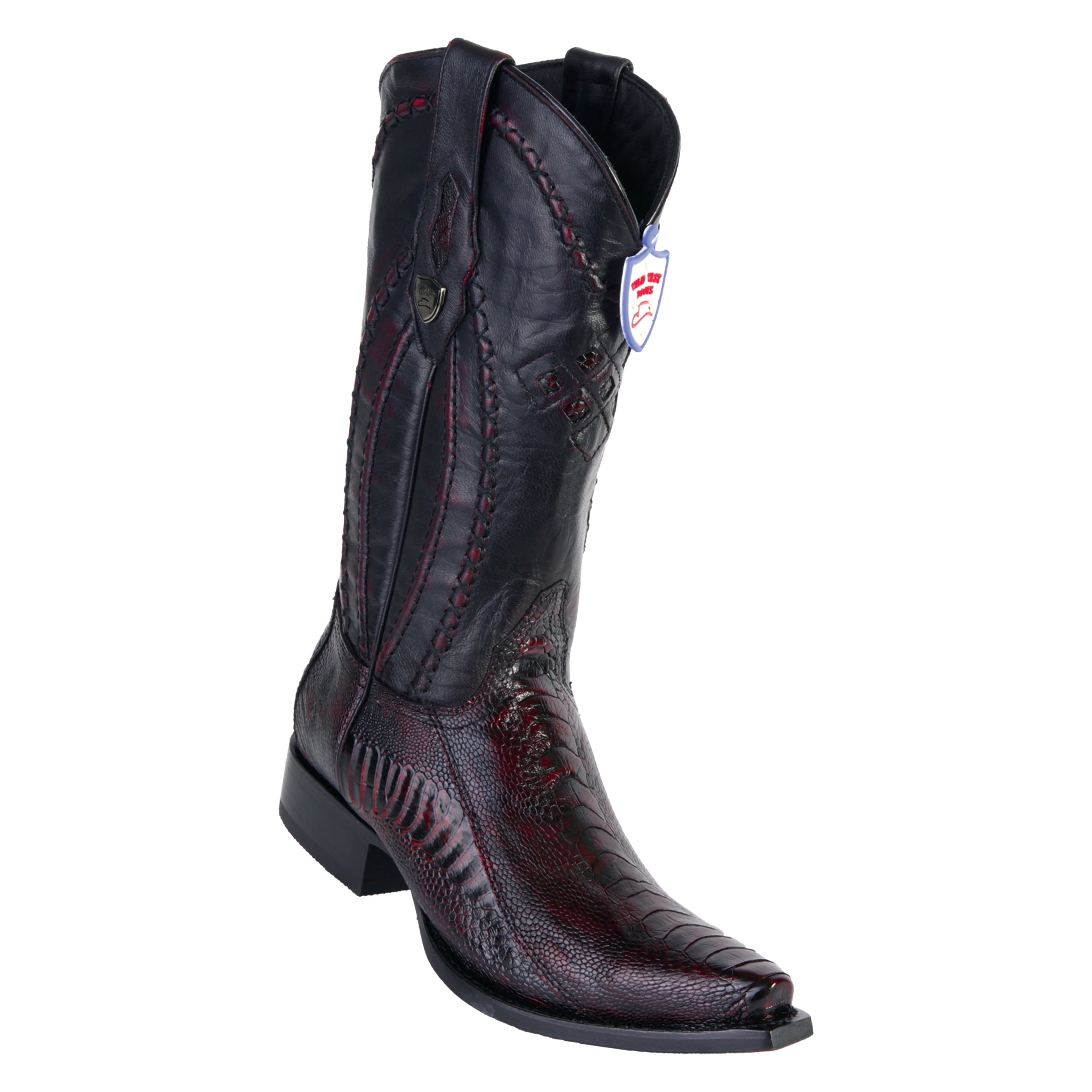 Men's Wild West Ostrich Leg Boots Snip Toe