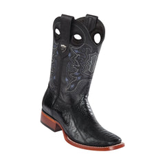 Men's Wild West Ostrich Leg Boots Wide Square Toe