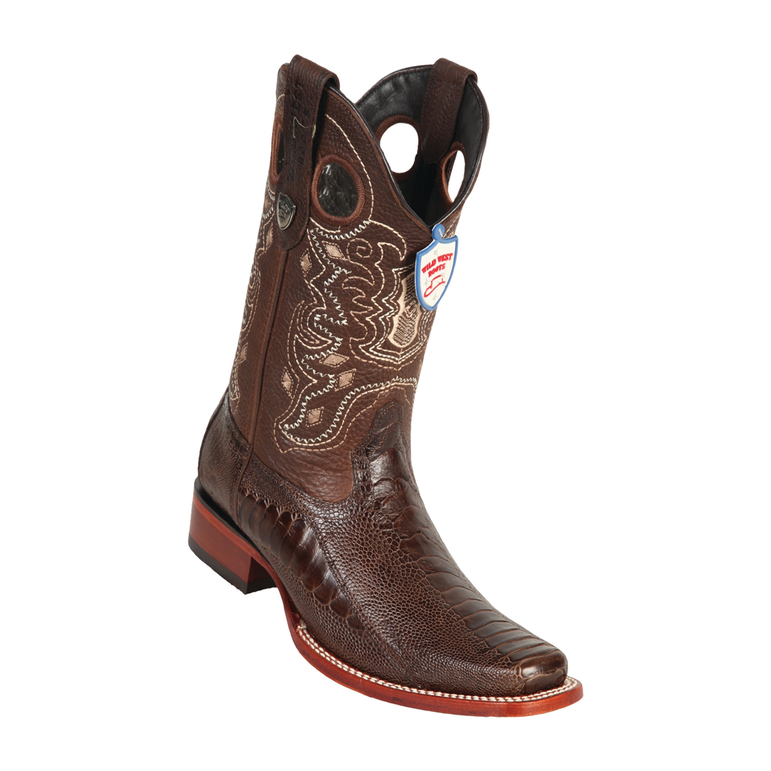 Men's Wild West Ostrich Leg Boots Square Toe