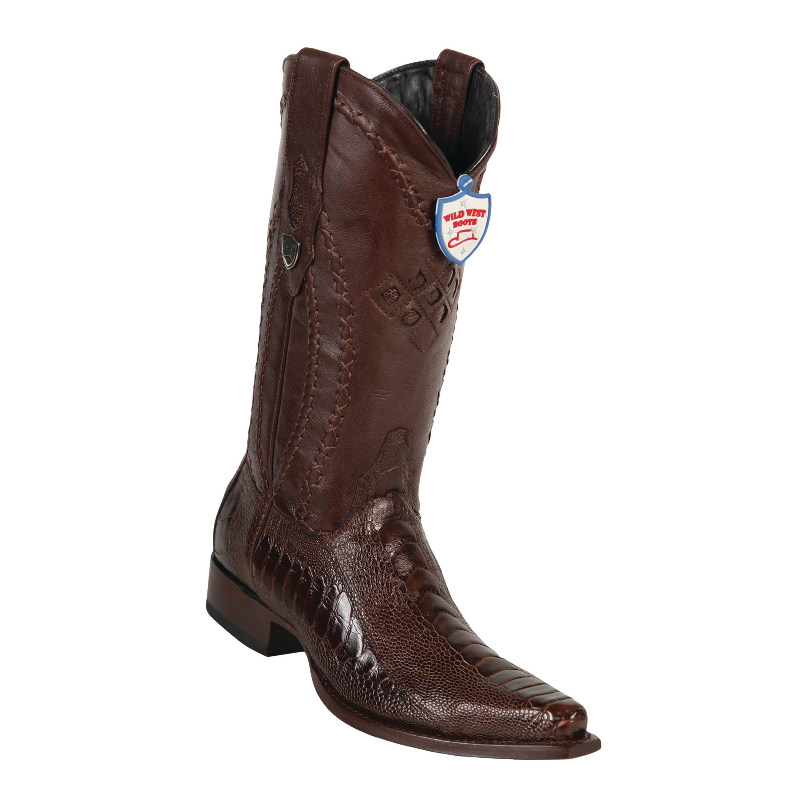 Men's Wild West Ostrich Leg Boots Snip Toe