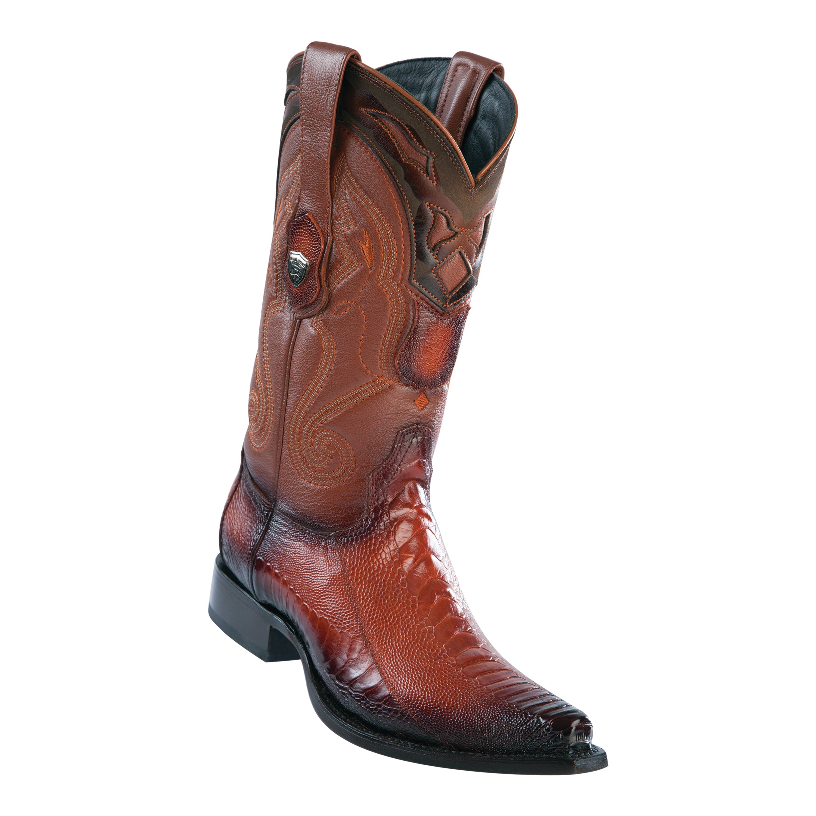 Men's Wild West Ostrich Leg Boots Snip Toe