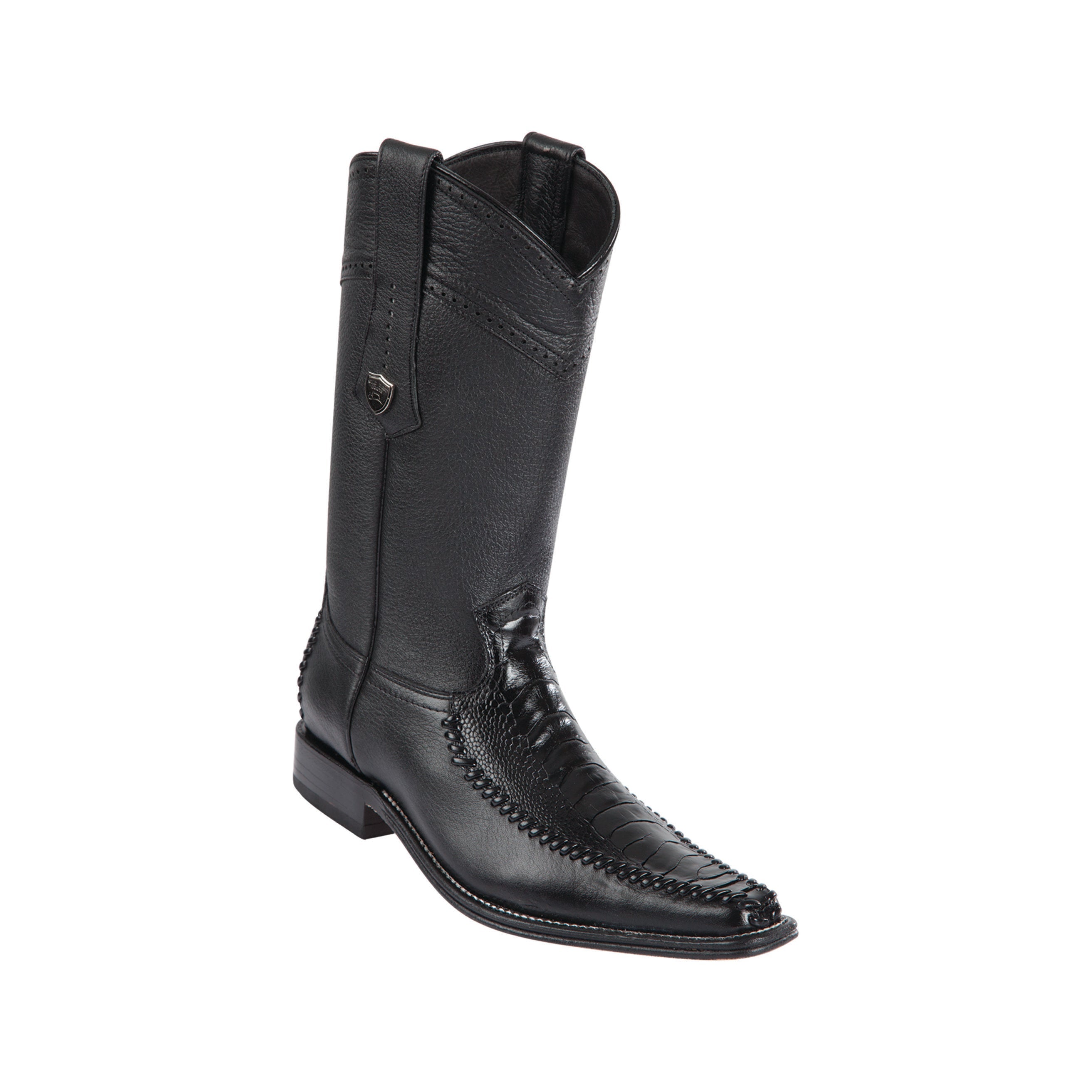 Men's Wild West Ostrich Leg With Deer Boots European Square Toe