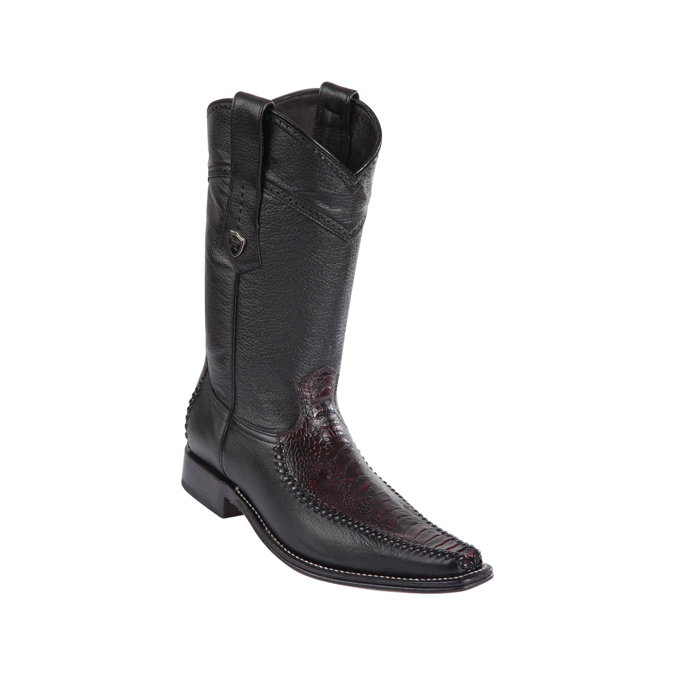 Men's Wild West Ostrich Leg With Deer Boots European Square Toe