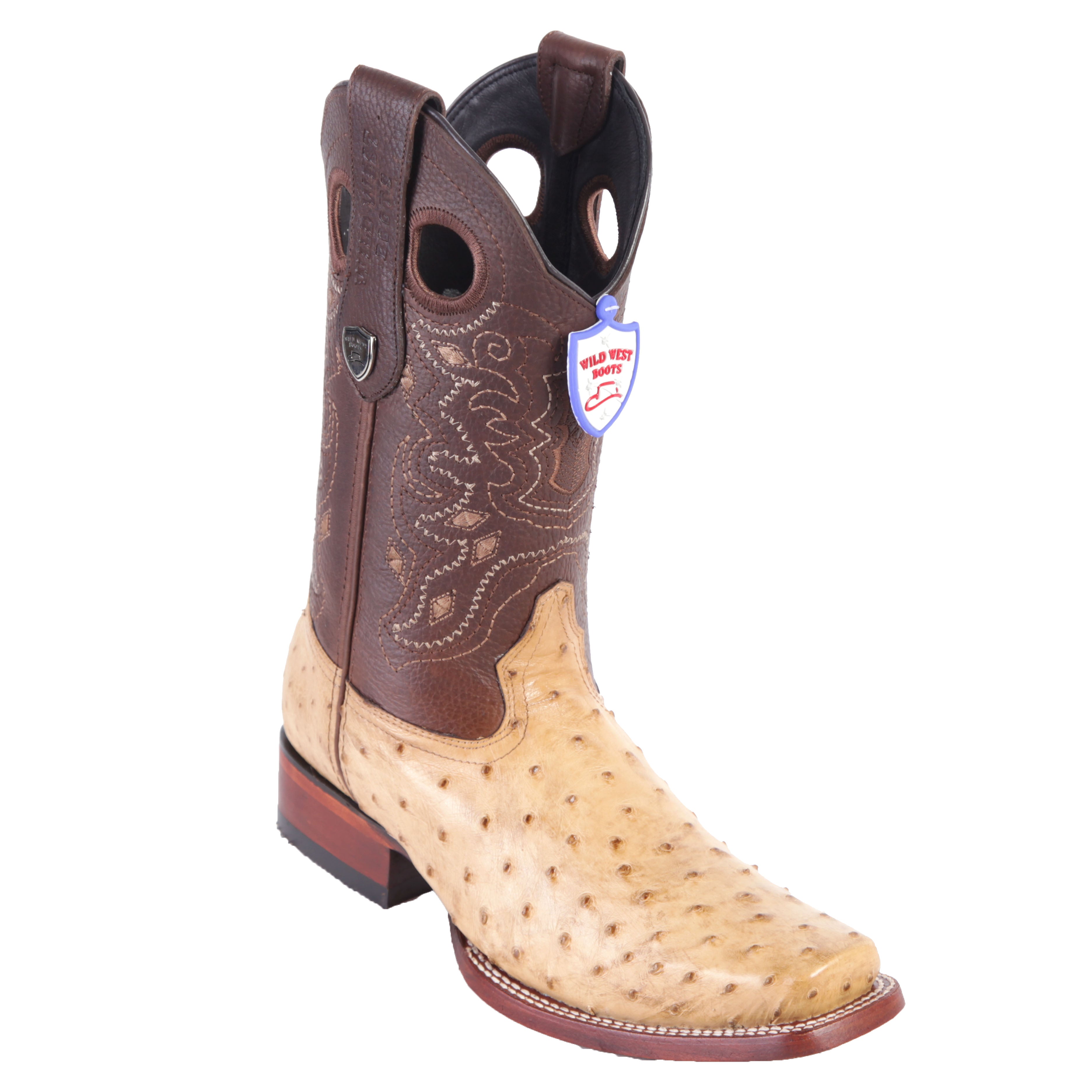 Men's Wild West Ostrich Boots Square Toe