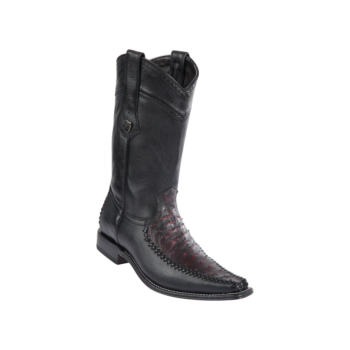 Men's Wild West Ostrich With Deer Boots European Square Toe