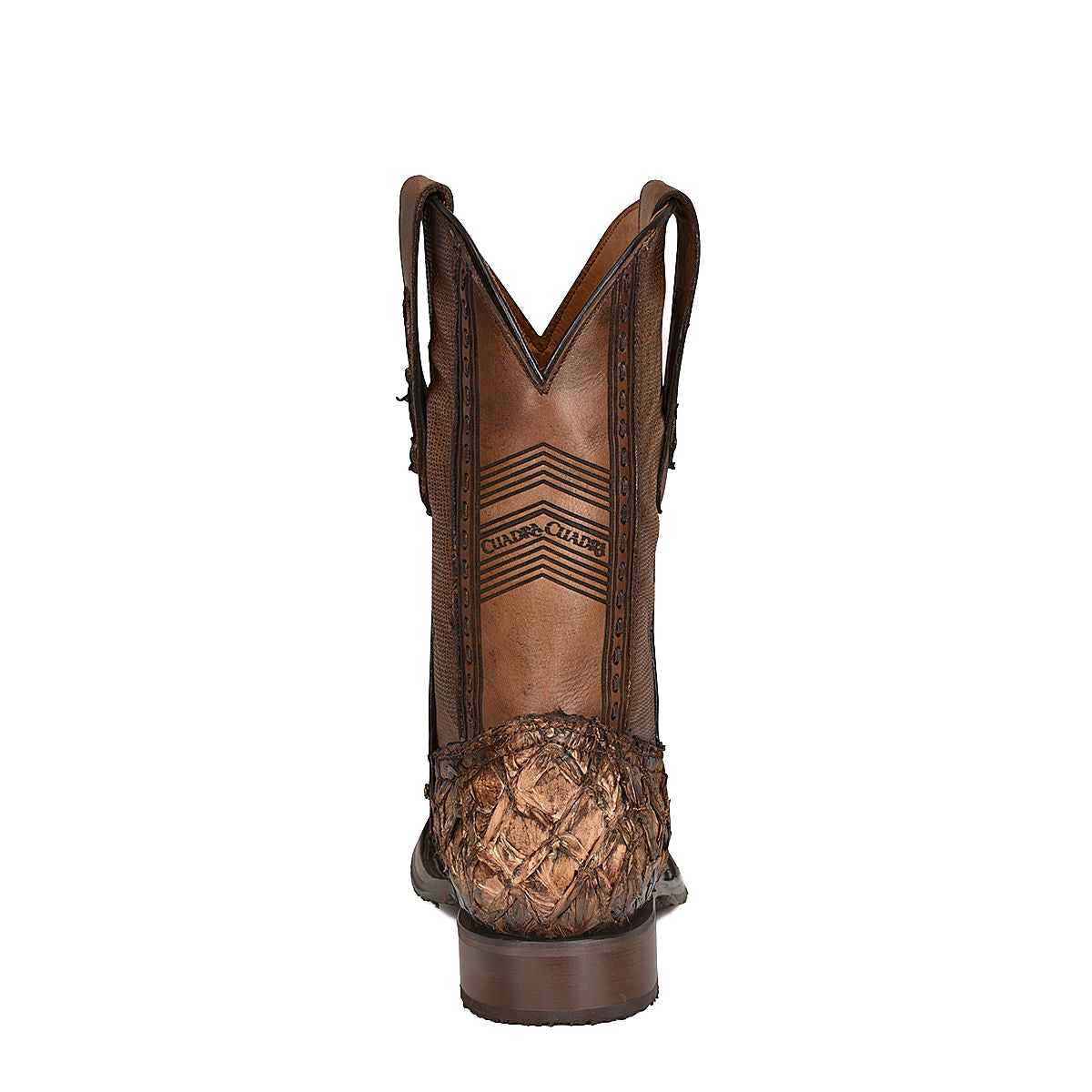 Cuadra Honey Fish Pirarucu Laser & Woven Square Toe Boots CU658
