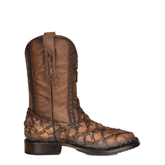 Cuadra Honey Fish Pirarucu Laser & Woven Square Toe Boots CU658