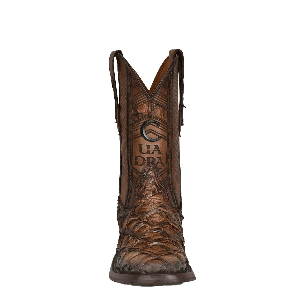 Cuadra Honey Fish Pirarucu Laser & Woven Square Toe Boots CU658