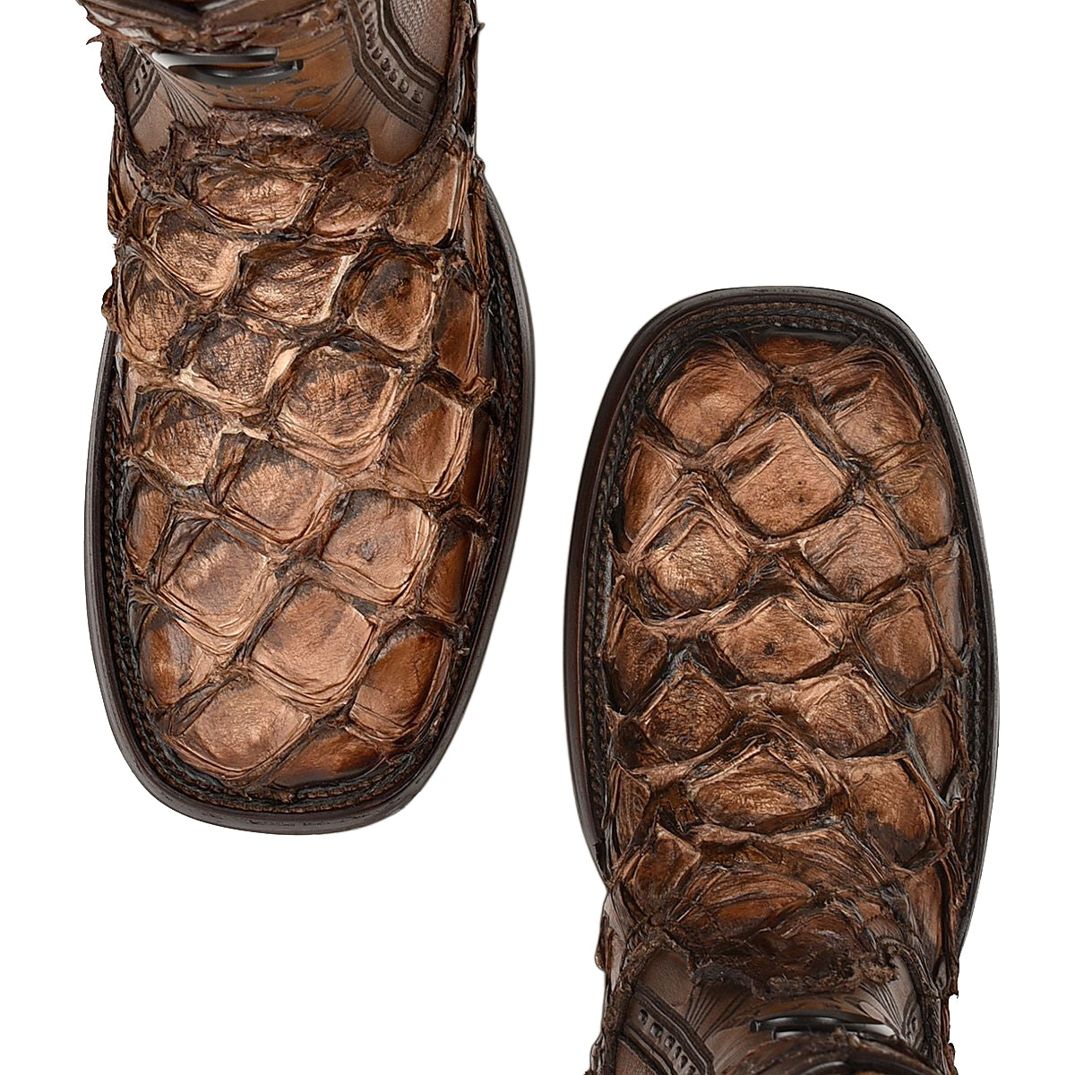 Cuadra Honey Fish Pirarucu Laser & Woven Square Toe Boots CU658