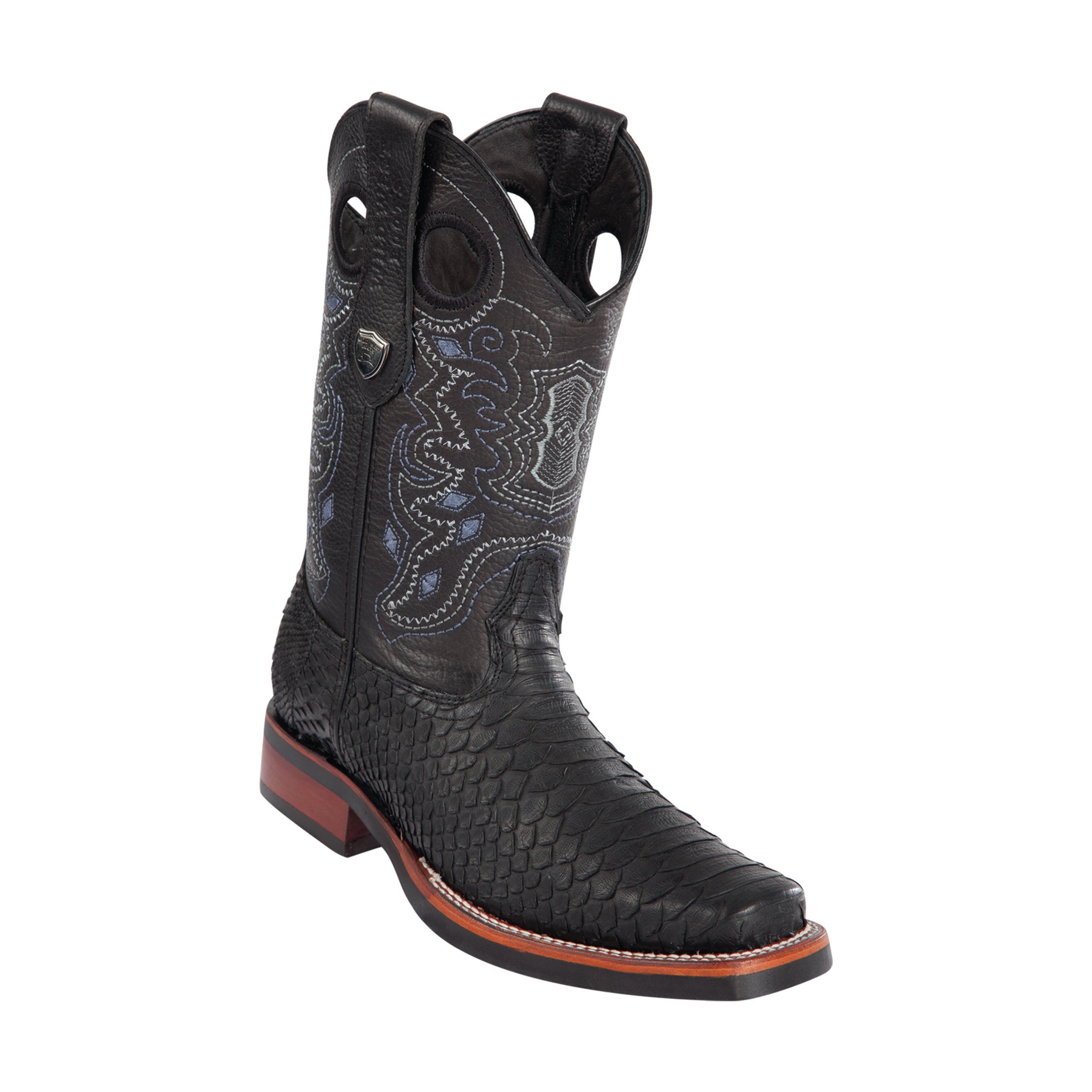 Men's Wild West Python With Rubber Sole Boots Square Toe