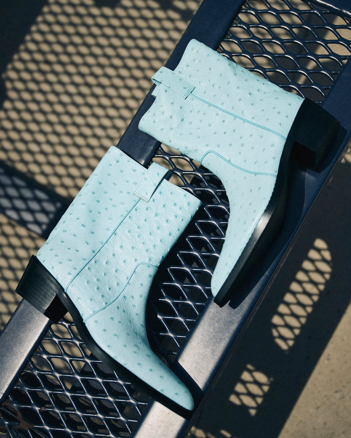 VINNY OSTRICH TURQUOISE LEATHER