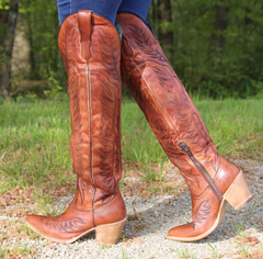 Corral Cognac Embroidery Tall Top Boots E1507