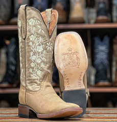 Women's Tanner Mark Brown Floral Embroidery Boots