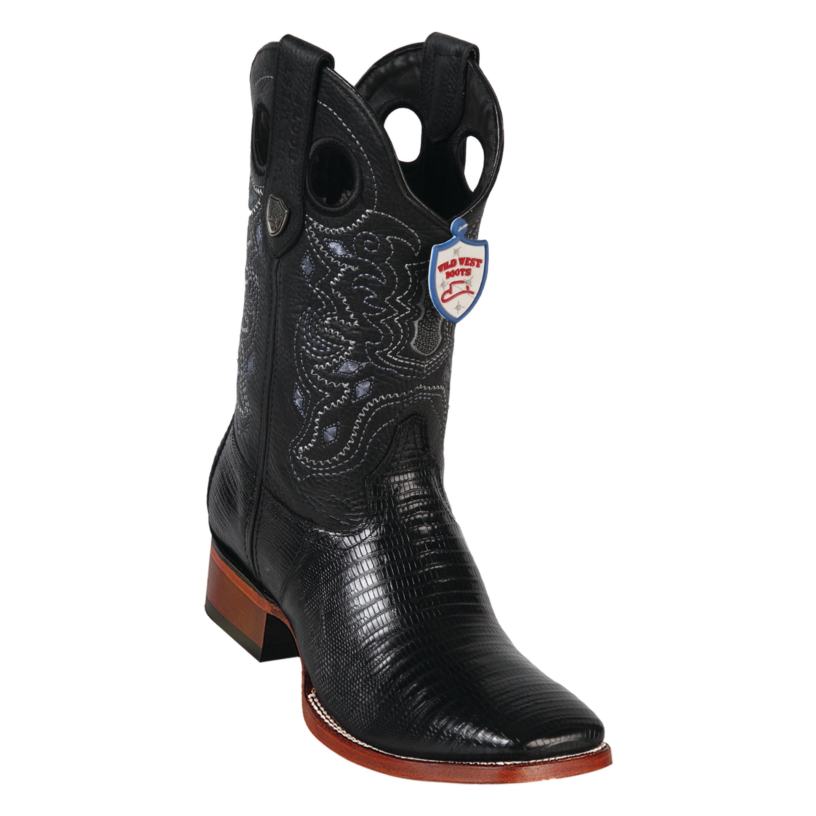 Men's Wild West Teju Lizard Boots Wide Square Toe