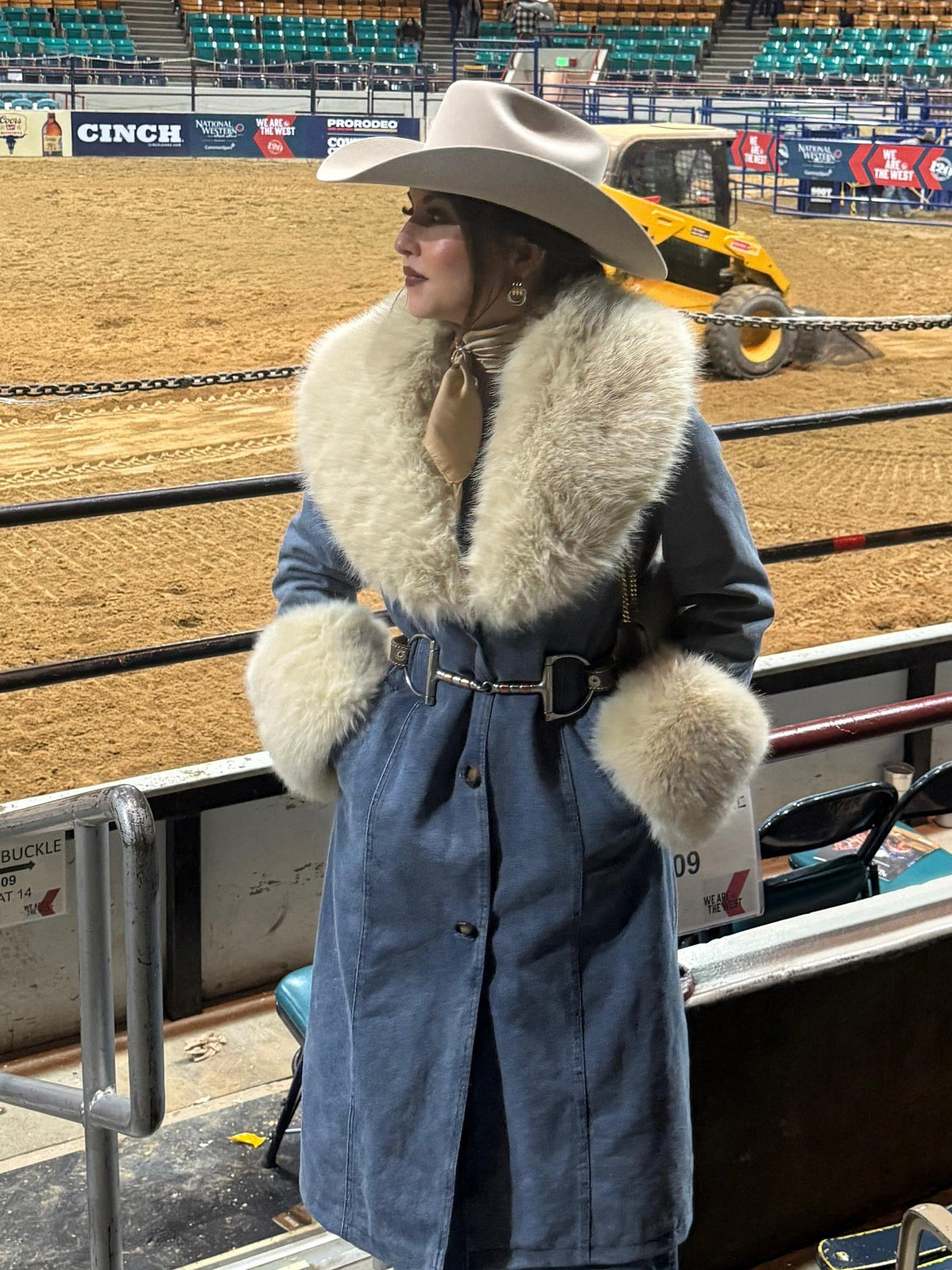 MARGUA Denim Fur Coat