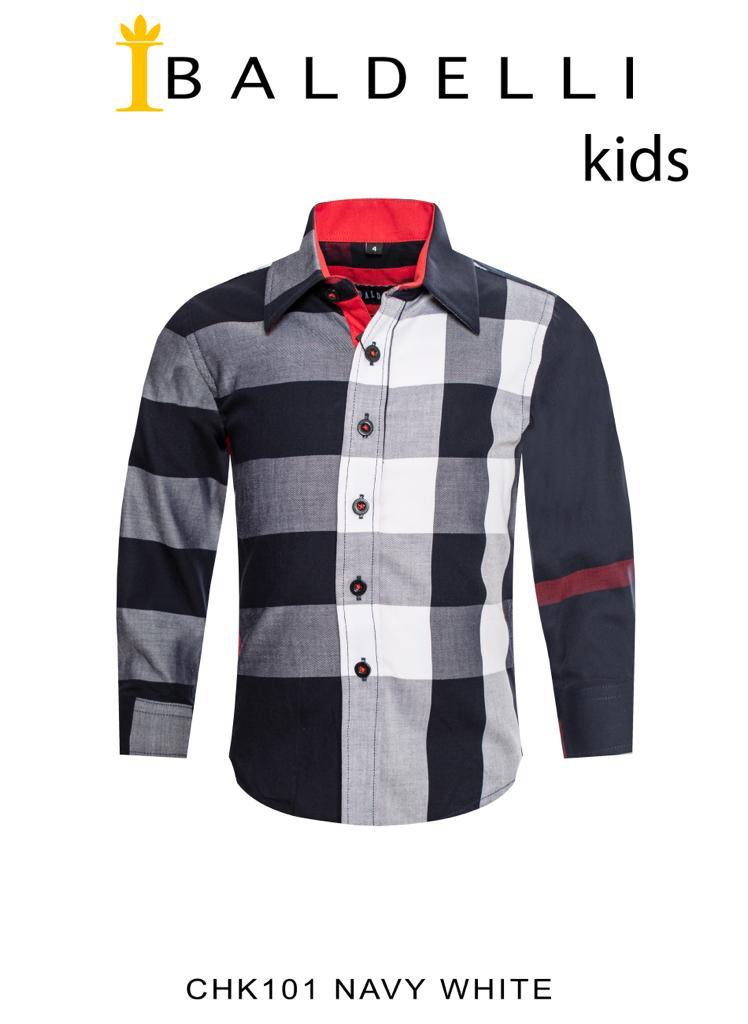Boy's Navy White Berry Print Shirt