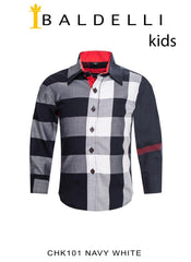 Boy's Navy White Berry Print Shirt