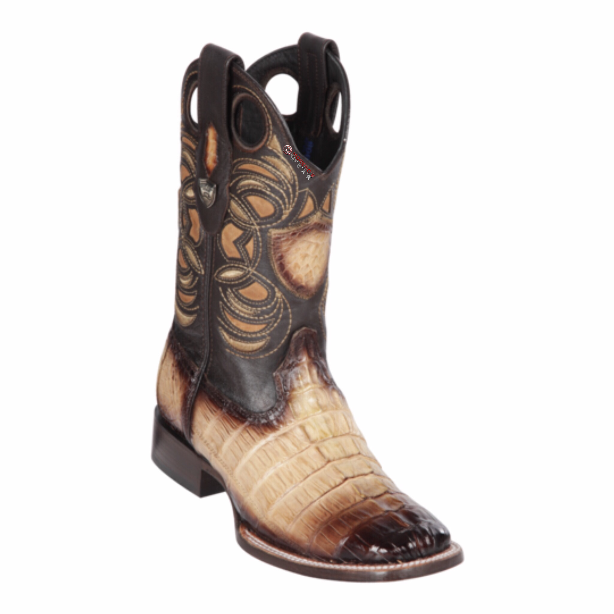 Men's WIld West Caiman Tail Boots Wide Square Toe