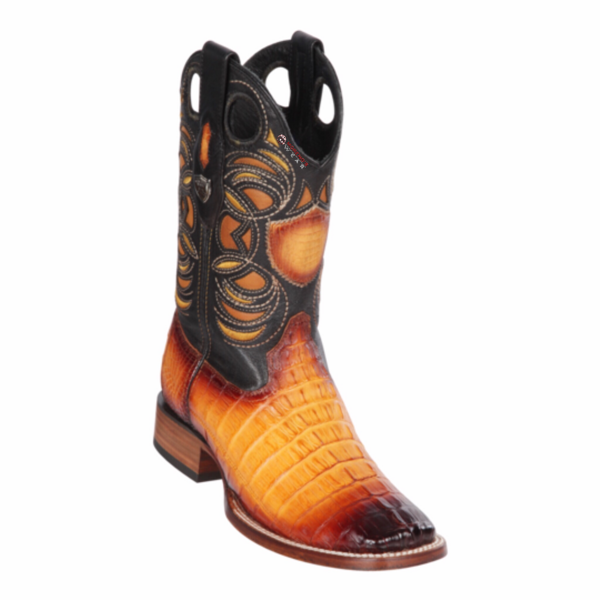 Men's WIld West Caiman Tail Boots Wide Square Toe