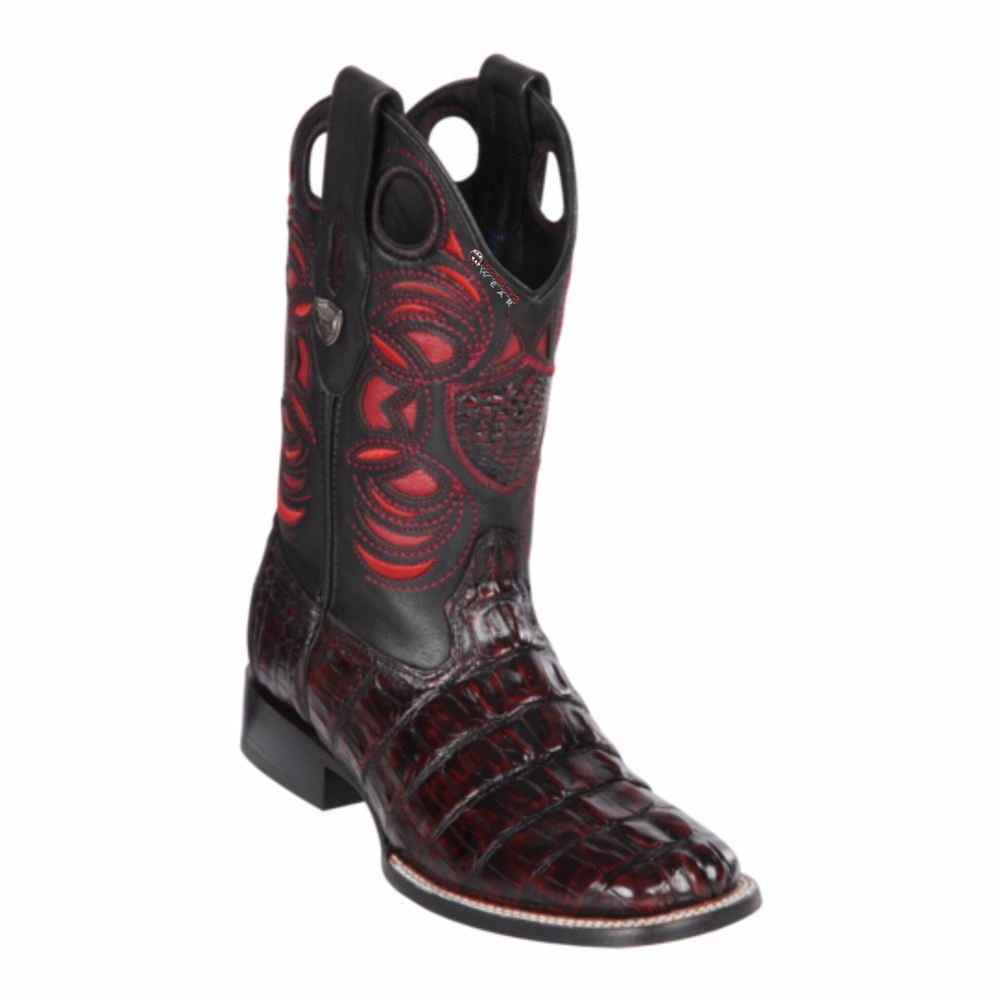 Men's WIld West Caiman Tail Boots Wide Square Toe