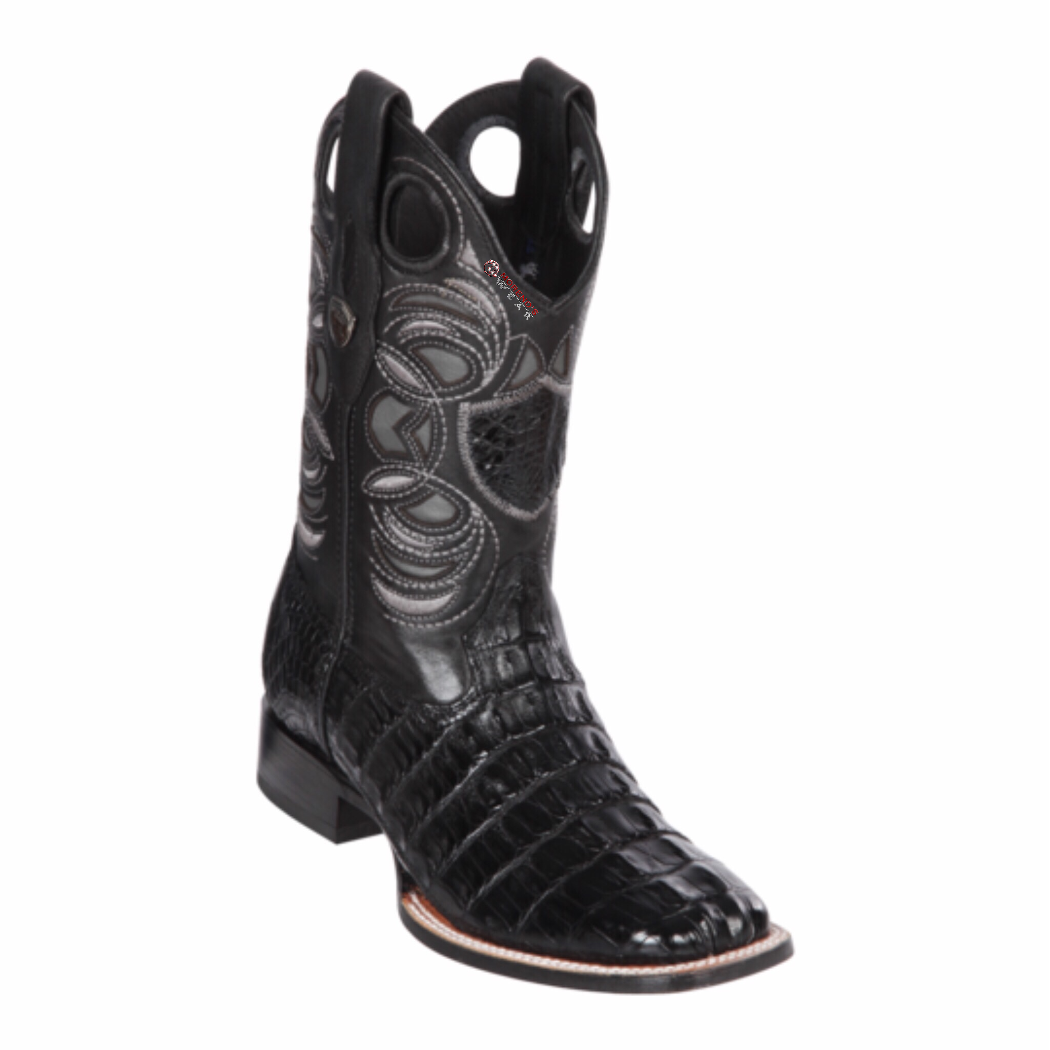 Men's WIld West Caiman Tail Boots Wide Square Toe