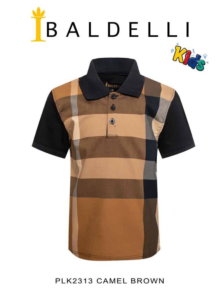 Boy's Camel Brown Berry Print Polo Shirt