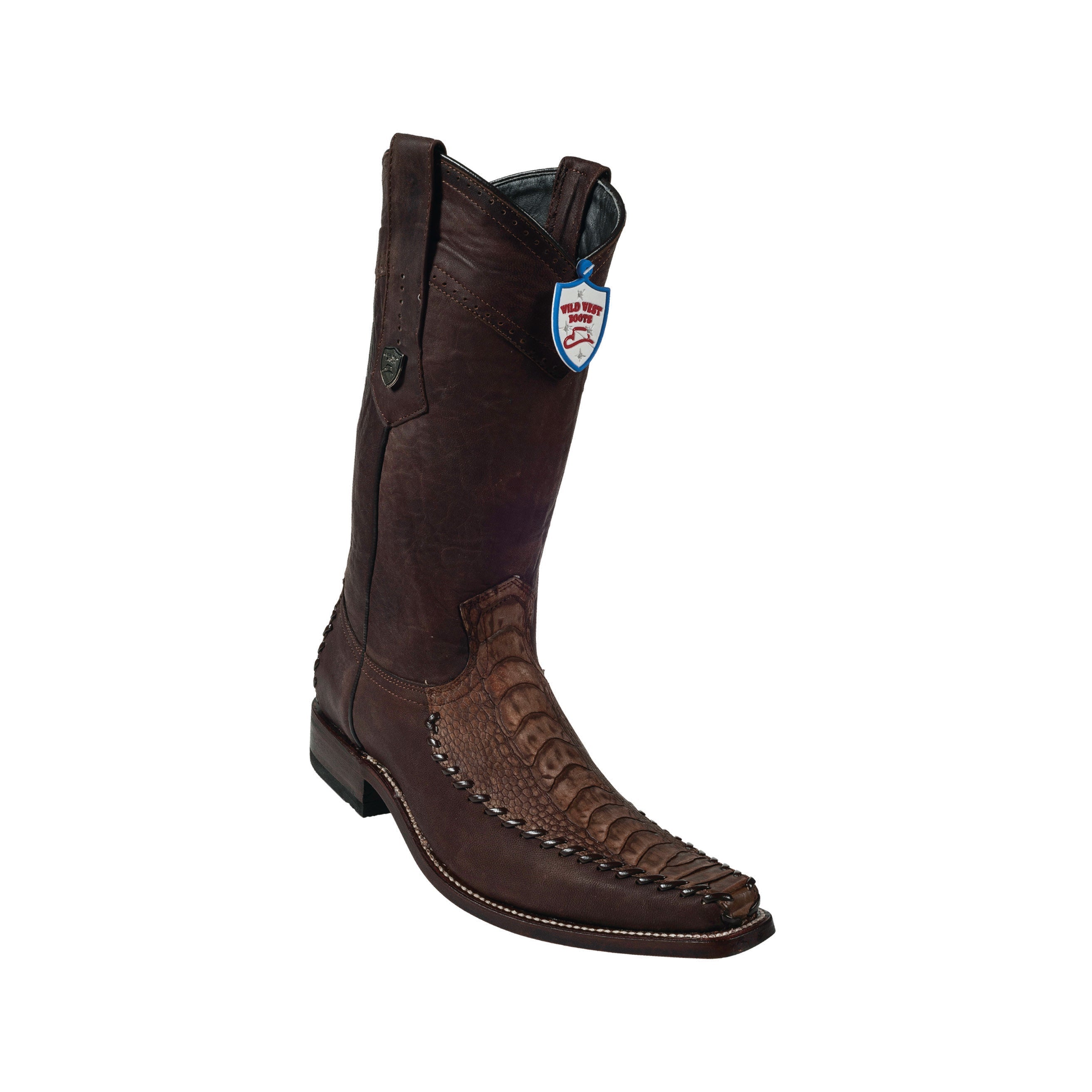 Men's Wild West Ostrich Leg With Deer (Grasso) Boots European Square Toe