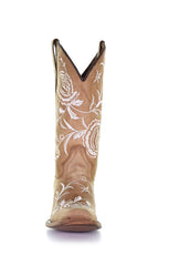 Circle G Sand Floral Embroidery Square Toe Boots L5716